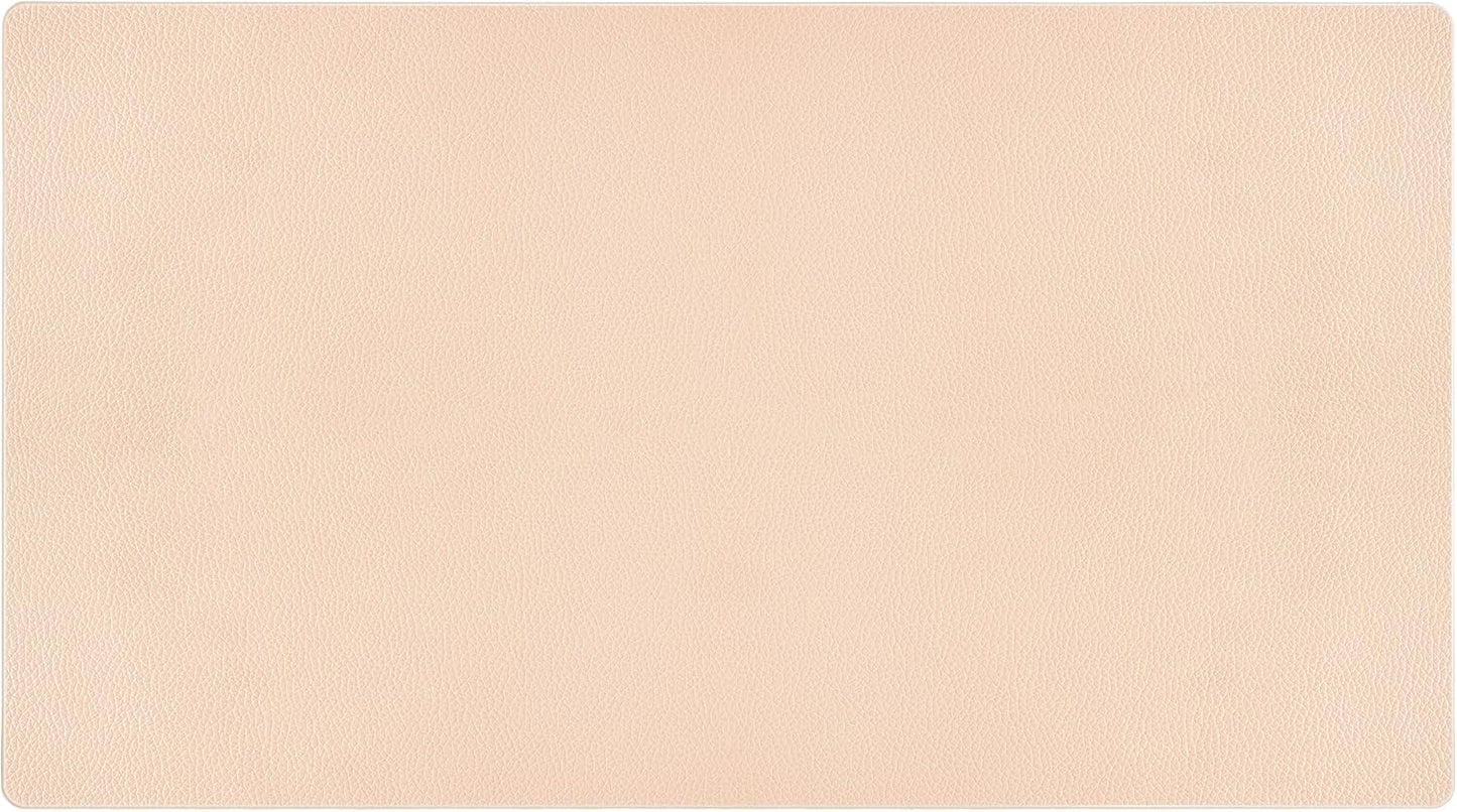 Nekmit Leather Desk Blotter Pad 36 x 20 Inches, Flat, Non-Slip, Waterproof, Apricot, Ideal for Office and Home and More