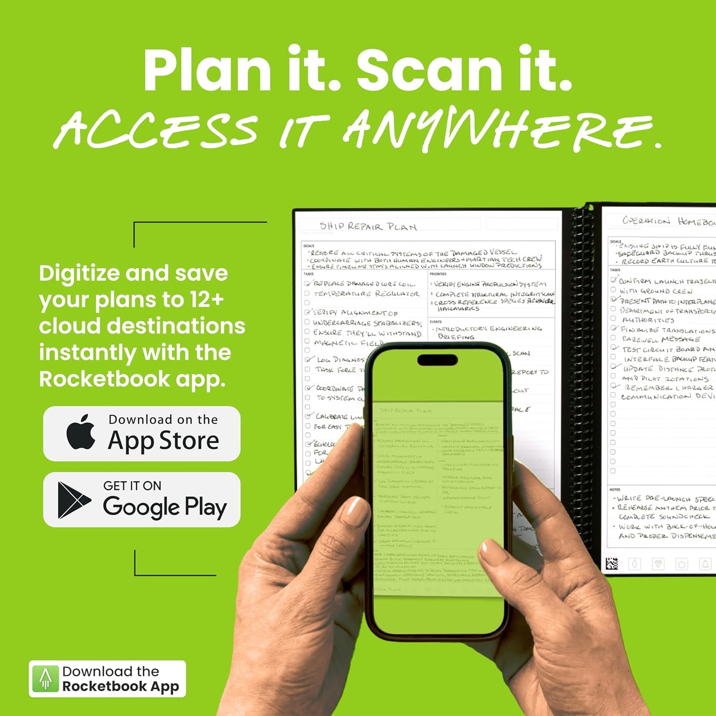 Rocketbook Flex Planner, Reusable Undated Smart, Letter Size 8.5x11 in Green – Daily, Weekly, Monthly, Annual Calendar, Tasks, Goals, Scheduling, Productivity, App Connected, Erasable, Durable Cover