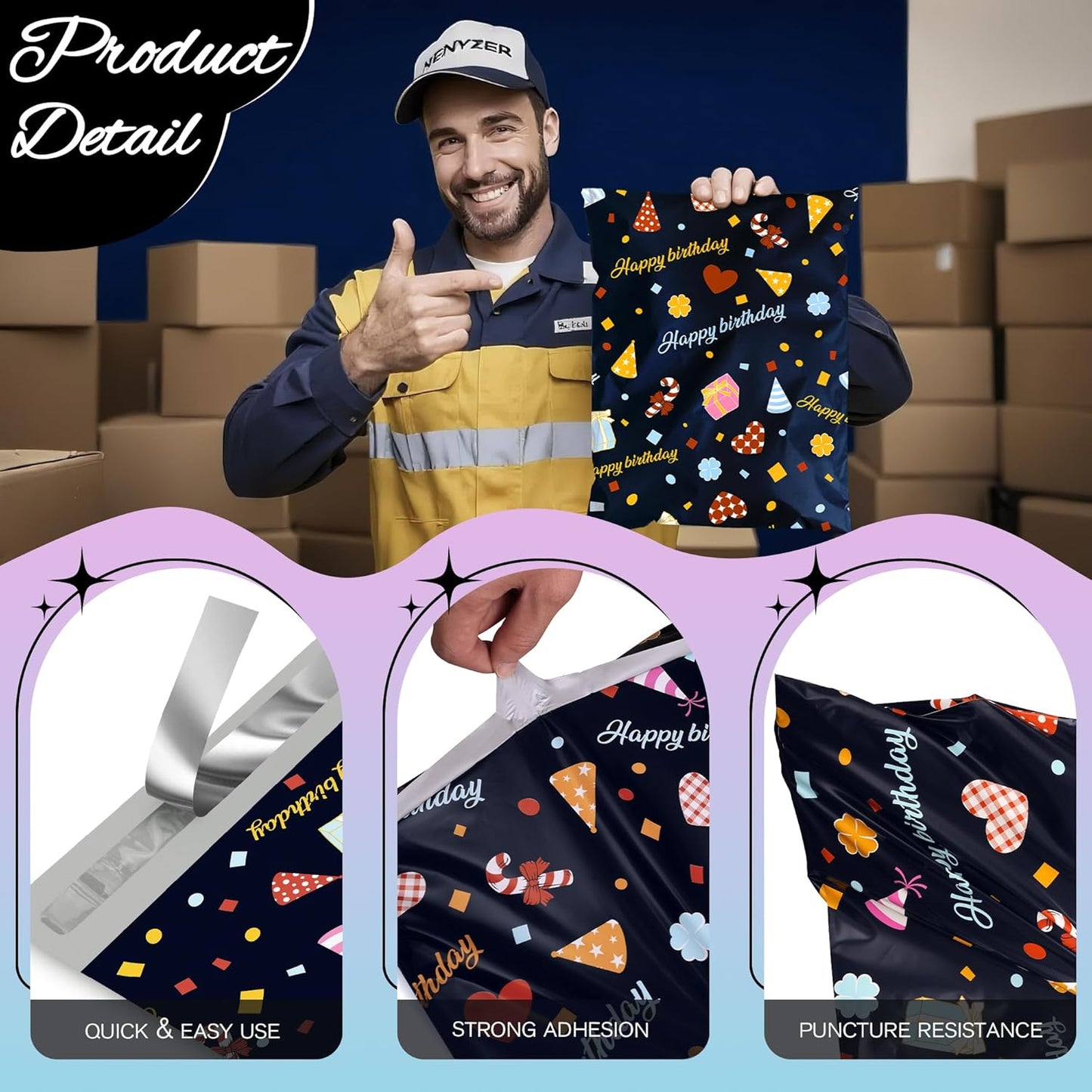 Happy Birthday Poly Mailer 10x13 Inch 25 Pcs, Waterproof Shipping Bags for Clothing, Tear-Resistant Mailier Bags, Strong Mailing Bags with Self-Seal