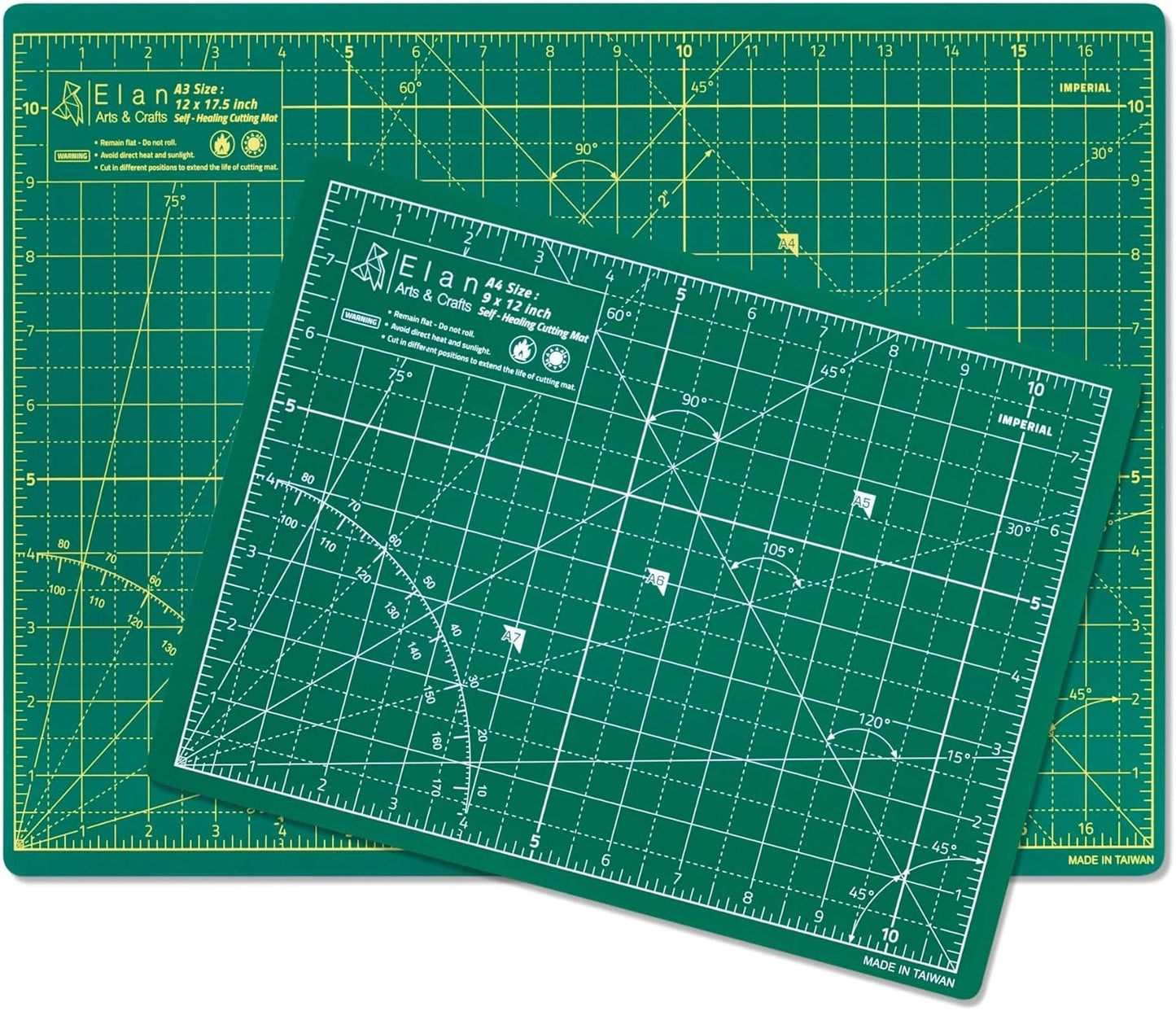 Elan Cutting Mat A3 Green, Self Healing Cutting Mat 12x18 Inch, 5-Ply Craft Board Green, Hobby Board for Crafts 12x18 Inch