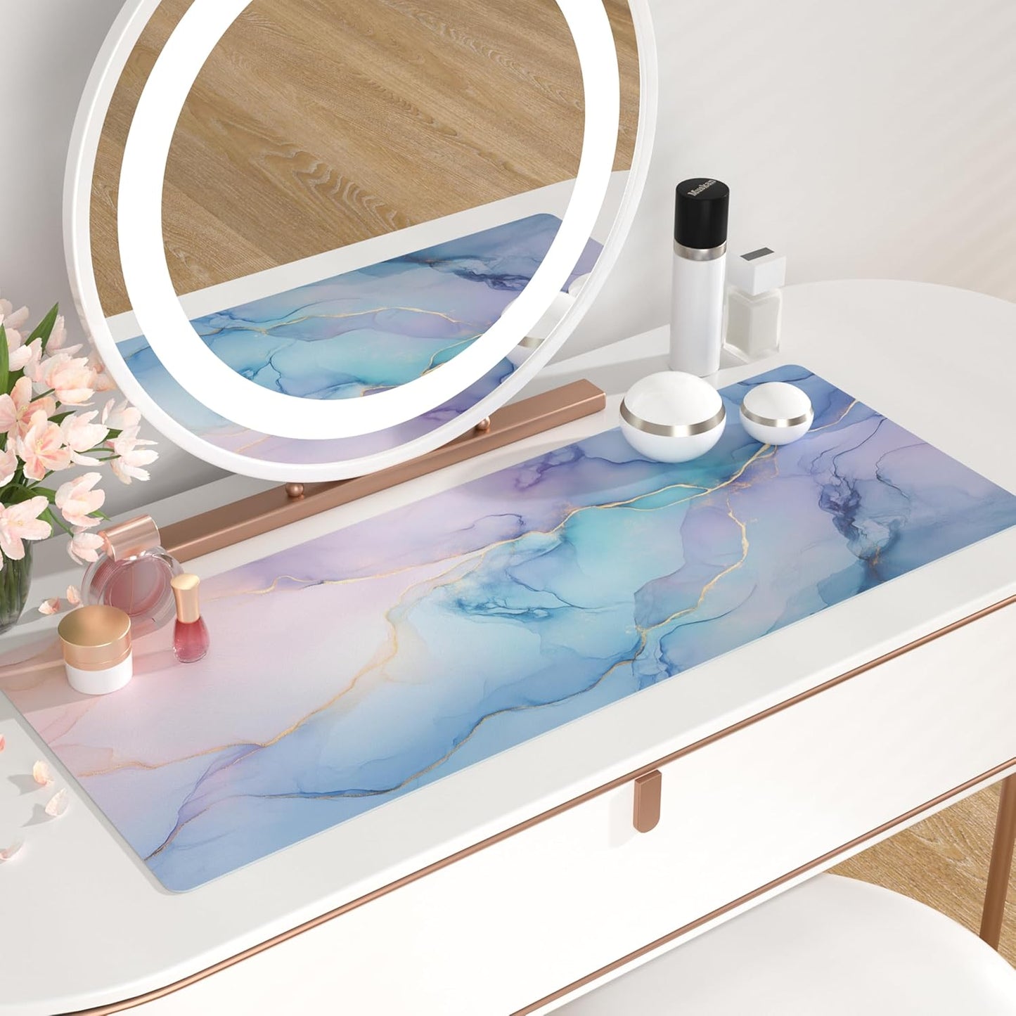 QIYI Large Mouse Pad, PU Leather Desk Mat for Desktop, Waterproof Gaming Desk Pad, Marble Painting Full Desk Accessories Keyboard Mousepad, Home & Office Décor 31.5" x 11.8" - Abstract Fluid Art