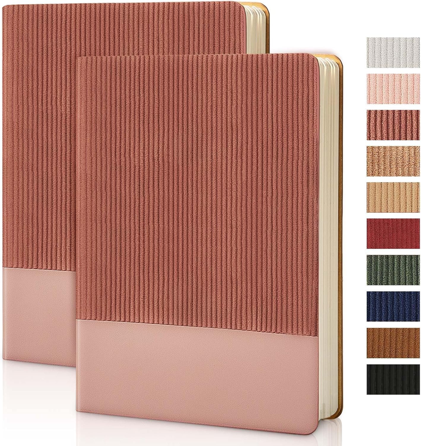 Lined Journal Notebook for Work College Ruled Note Book 5.79"x8.27"A5 PU Leather Daily Journaling 216 Pages for Women Men Writing Home School Supplies Business (A5 Lined 216pages, 2 Pack-Dark Pink 2pack)