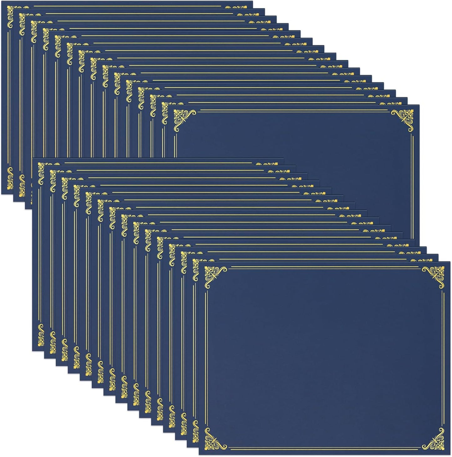 Ndsox 30 Packs Certificate Holders Navy Blue Diploma Covers Gold Foil Border - 350GSM Graduation Diploma Holders for Letter Size 8.5" x 11" Award Certificate Paper, Cardstock, Business Documents