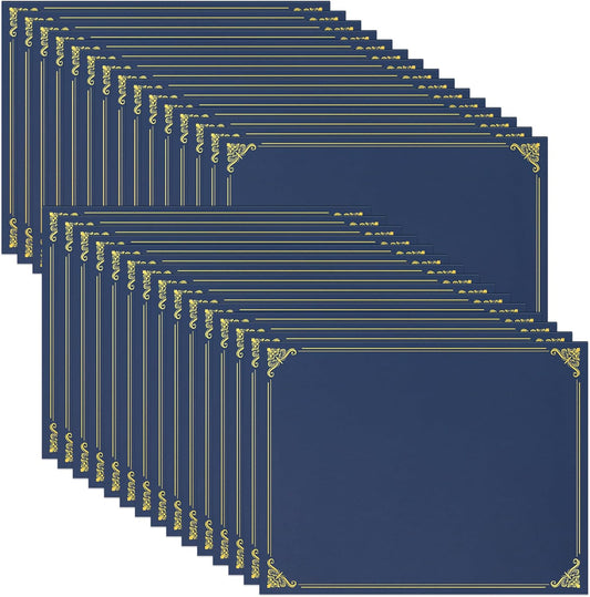 Ndsox 30 Packs Certificate Holders Navy Blue Diploma Covers Gold Foil Border - 350GSM Graduation Diploma Holders for Letter Size 8.5" x 11" Award Certificate Paper, Cardstock, Business Documents