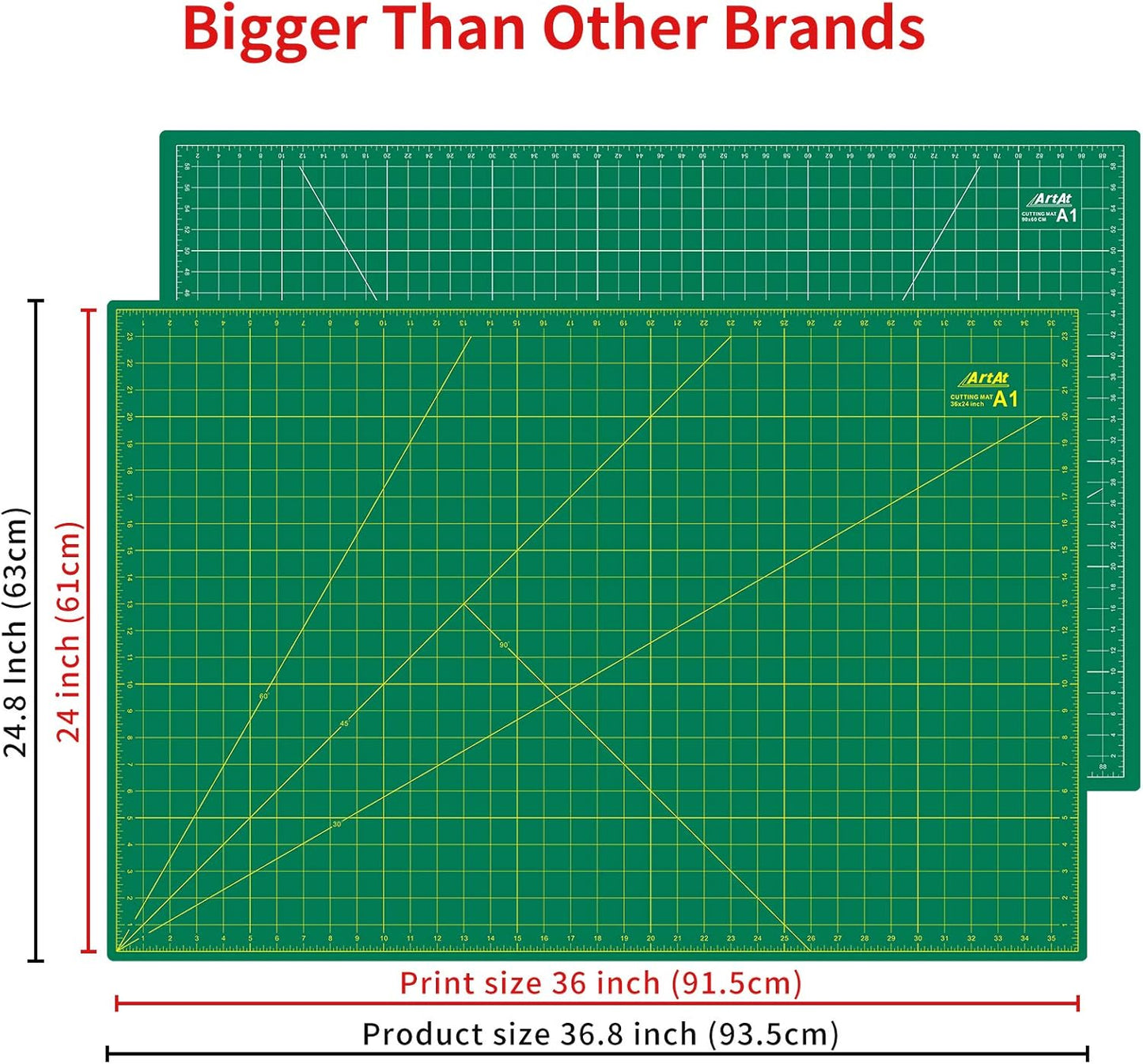 ArtAt Self Healing Cutting Mat: 24 x 36 inch Green Large 5-Ply Double-Sided Durable Non-Slip PVC Cutting Mat for Sewing Quilting Scrapbooking Art & Crafts projects…