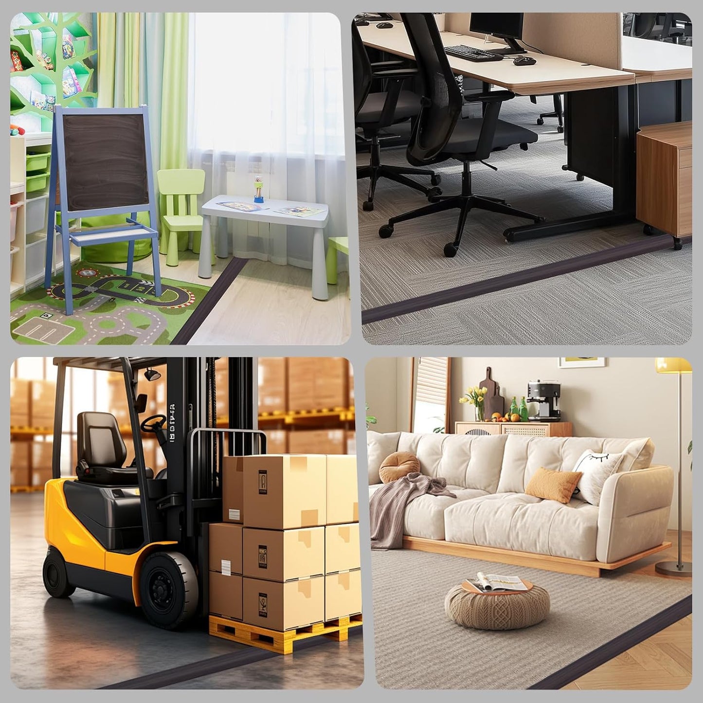 Floor Cord Cover for Wires on Floor Self Adhesive Cord Hider Floor Cable Management Wire Covers for Cords Protector Prevent Cable Trips Cord Cavity W 0.51" x H 0.31", Black Walnut, 20Ft