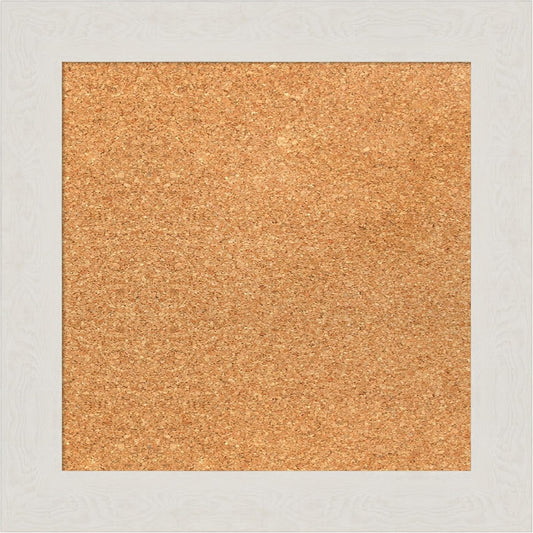 Amanti Art Natural Cork Board for Wall, 17x17 Vision Board with White Frame, Small Corkboard Office Decor for Home Organization, Country Rustic Corkboard Pinboard to Display Items for Home
