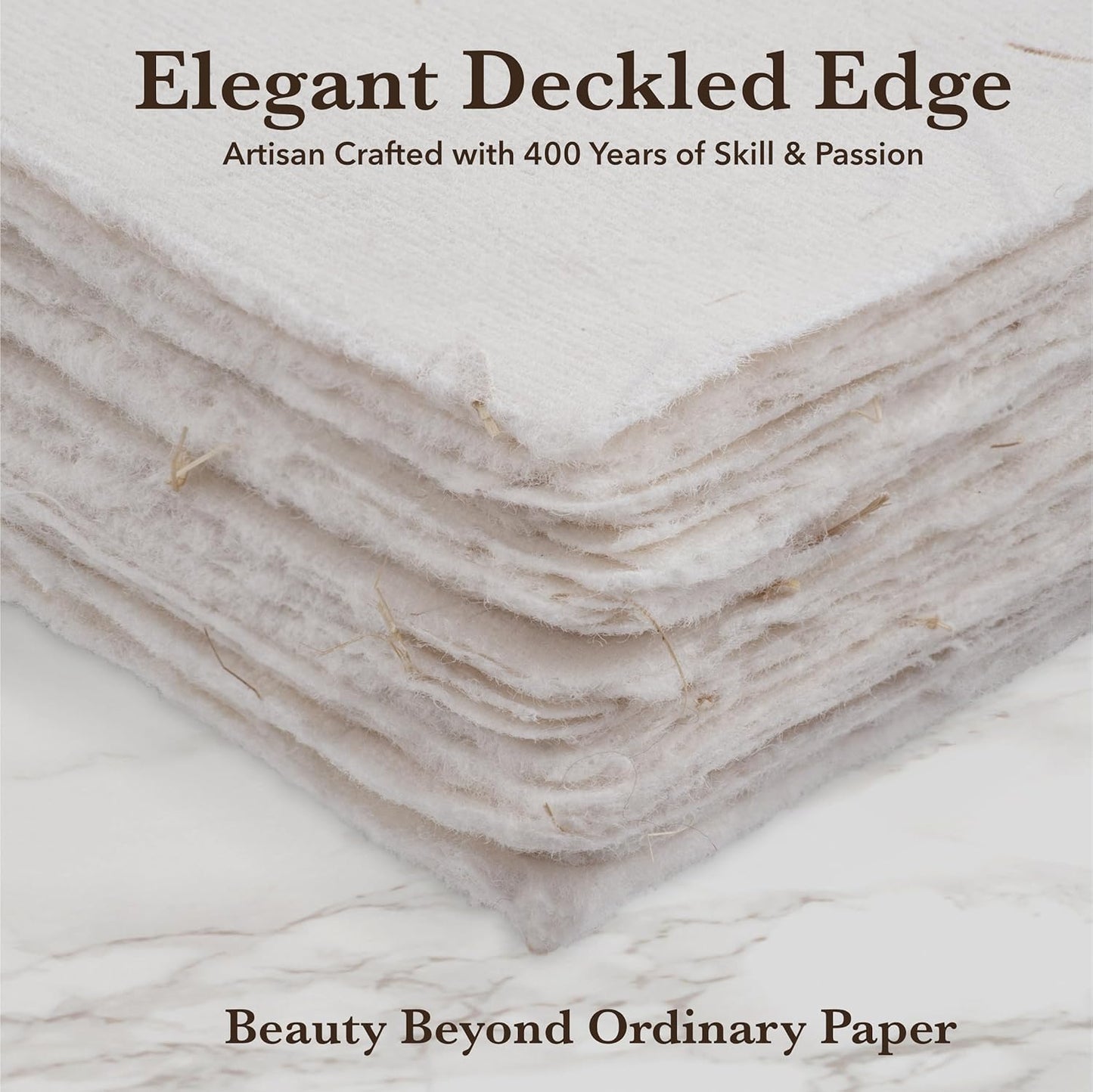 Wanderings A4 Handmade Paper with Deckled Edge and Embedded Straw - 8.3" x 11.7", 150 GSM, 50 Sheets Textured Paper - Perfect for Light Watercolor, Drawing, Writing, Printing & Mixed Media