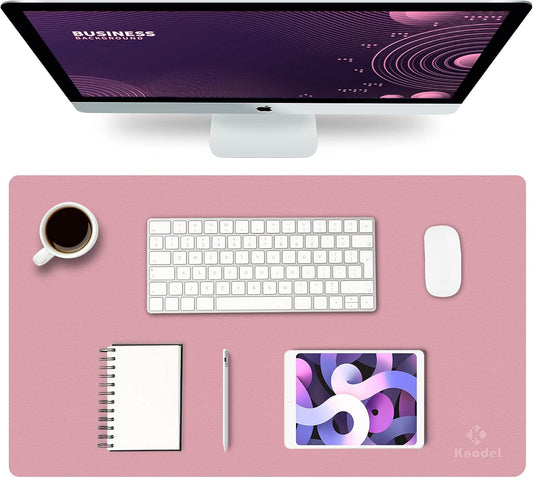 K KNODEL Small Office Leather Desk Mat, Mouse and Keyboard Pad, Computer and Laptop Mat, Desktop Protector and Cover, Writing Pad and Blotter (23.6"x13.8", Purple)
