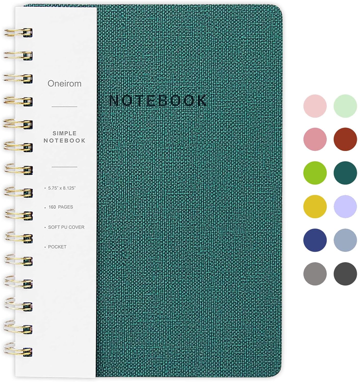 Spiral Notebook-5.75" x 8.125" College Ruled Journal with Inner Pockets and 160 Pages,PU Leather Cover Business Journal, Twin-Wire Binding Notebook Perfect for Office & Home School Supplies