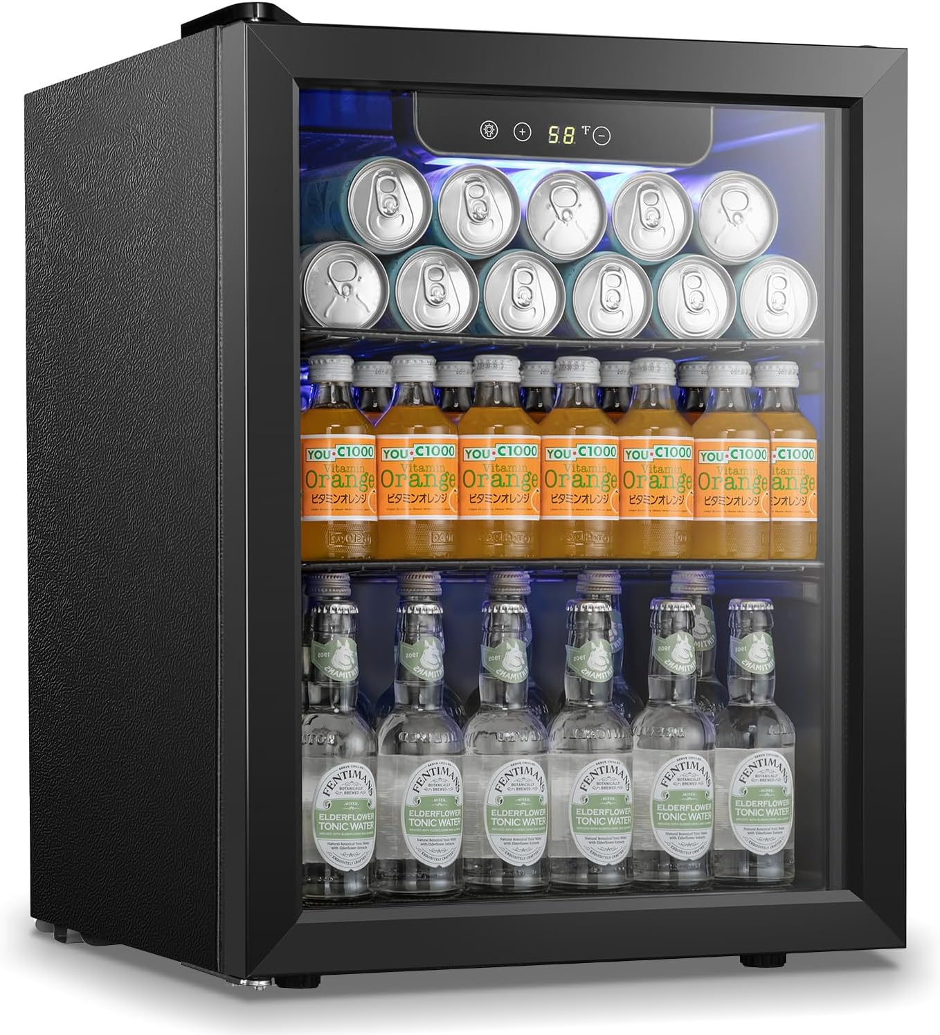 Antarctic Star Beverage Refrigerator Cooler 68 Can, Mini Fridge with Glass Door for Beer Drinks Wine,Freestanding Small Fridge with Electronic Temperature Control for Home and Bar,1.7 cu.ft