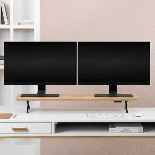 Anji Mountain Monitor Stand - Desktop Organizer & Laptop Riser, Ergonomic Monitor Riser, Space-Saving Monitor Stand for Desk, Durable Construction, Easy Assembly, Ideal for Home & Office,Natural