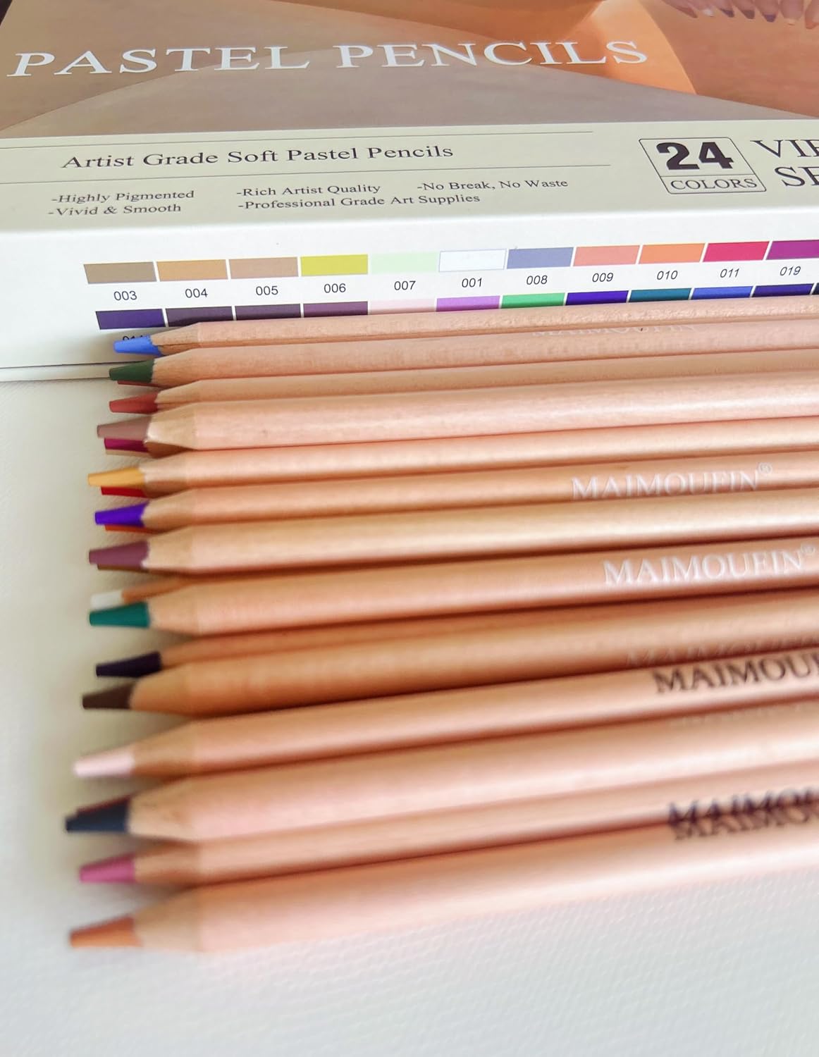 Soft Pastel Pencils 24 Colors Vibrant Drawing Pencil Set Professional Grade Pastels Art Supplies for Drawing Sketching Coloring (Brown)