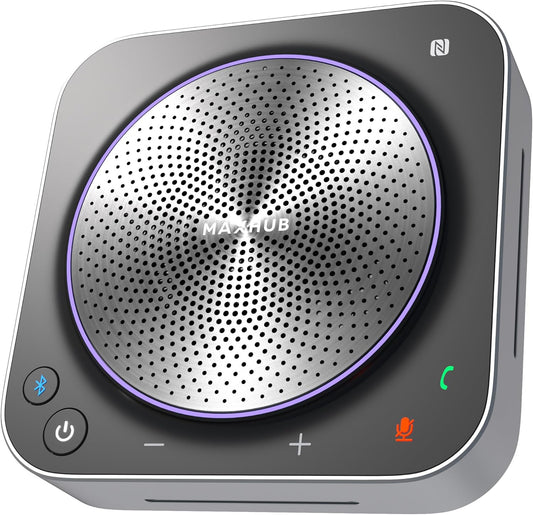 BM35 Wireless Bluetooth Microphone Conference Speakerphone, 360° Omnidirectional Sound Pickup 20ft Radius 8-Array Microphones, AI Noise Reduction NFC Wireless Quick Connection, 15H Talk Time