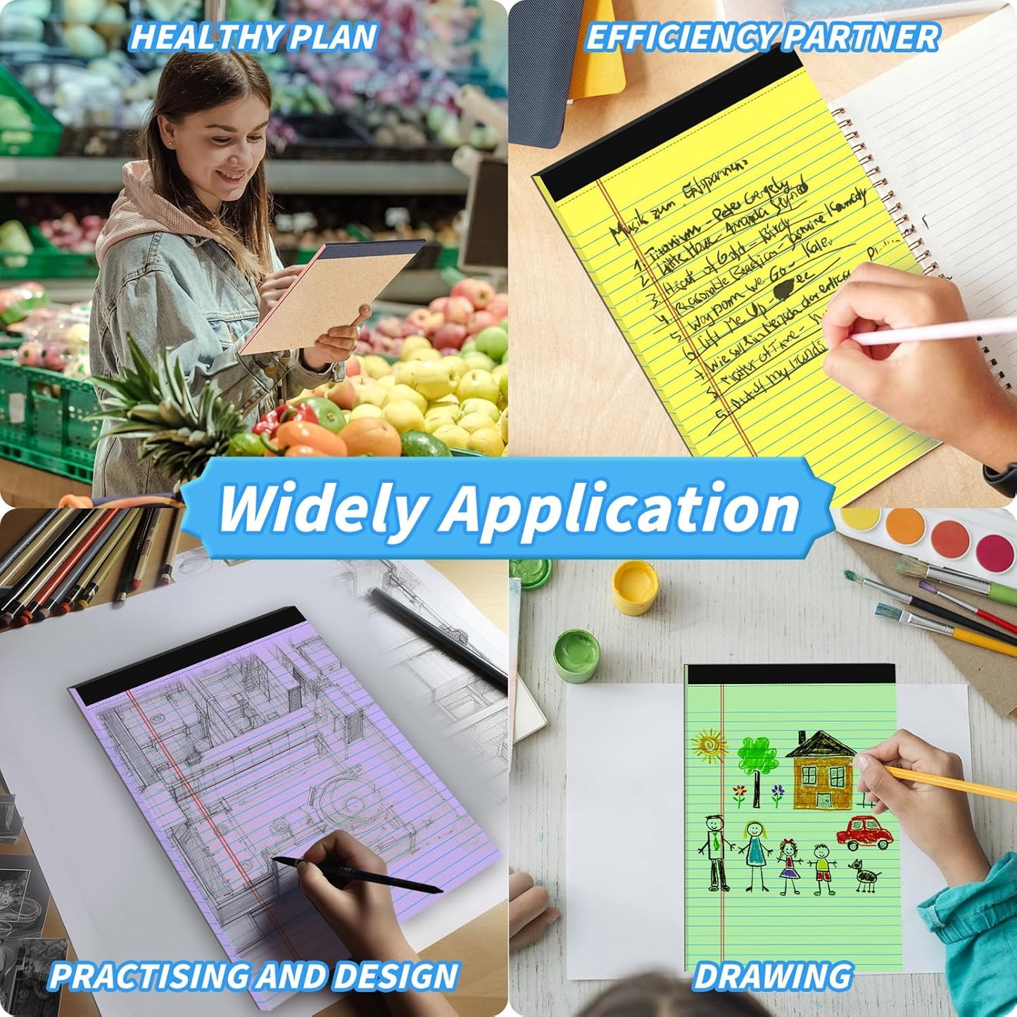 36 Pack Colored Legal Pads 8.5 x 11 Note Pads Wide Ruled Lined Paper 8 1/2 x 11 with Micro-Perforated Writing Notebook 30 Sheets per Pad, Notepad for School, Office & Home Supplies