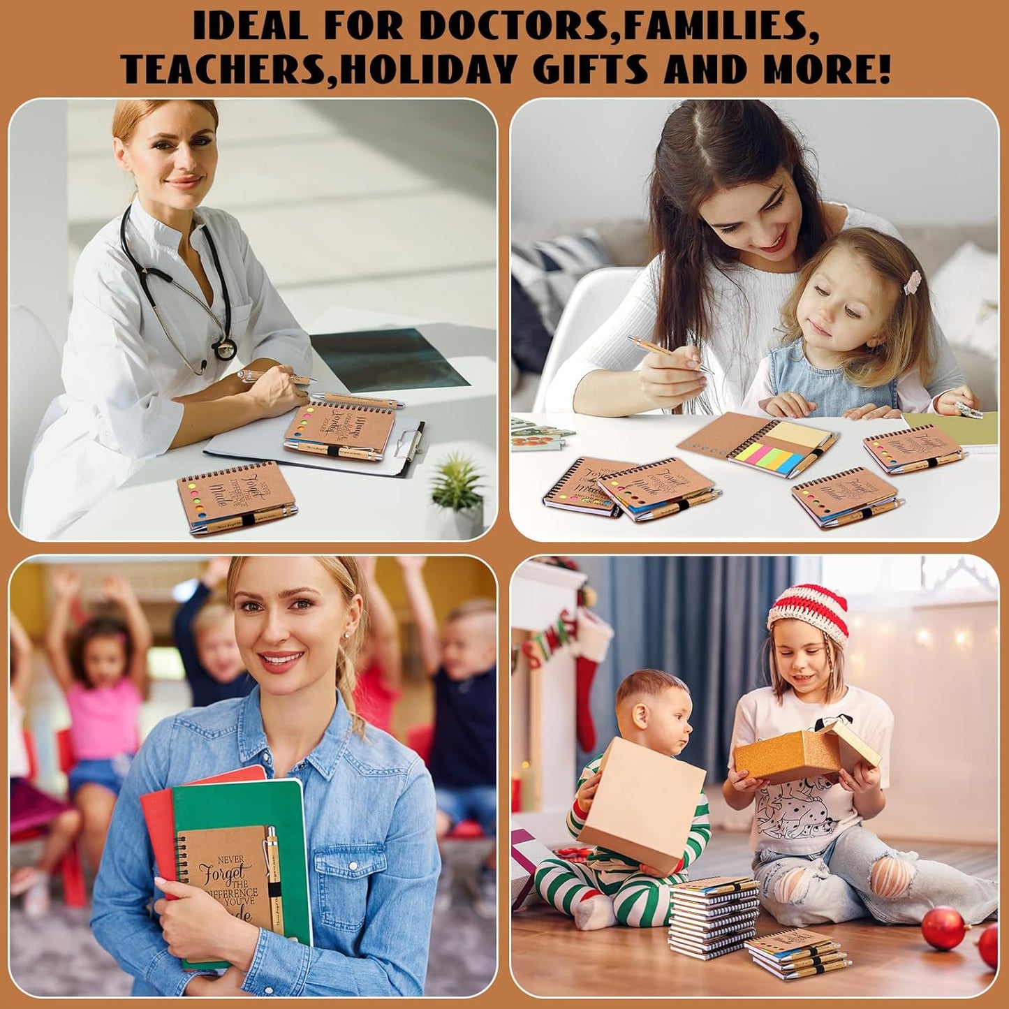 30 Sets Employee Appreciation Gifts Bulk Inspirational Spiral Notebooks with Sticky Notes Motivational Journals Ballpoint Pens Thank You Gifts for Teacher Nurse Coworker (30, Forget)