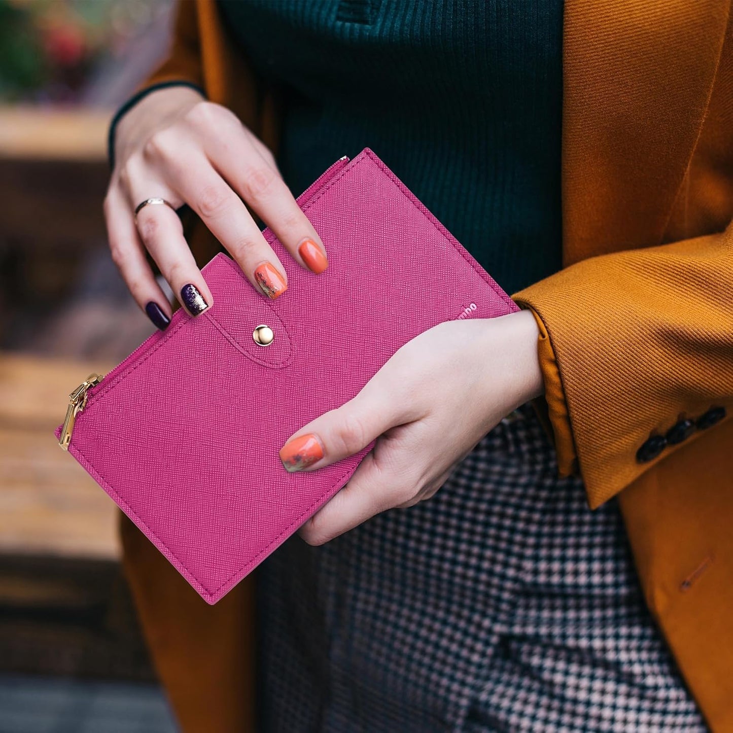 Travelambo RFID Wallet Women Large Size Bifold Multi Card Wallet Case with Zipper Pocke Credit Card Holder for Women