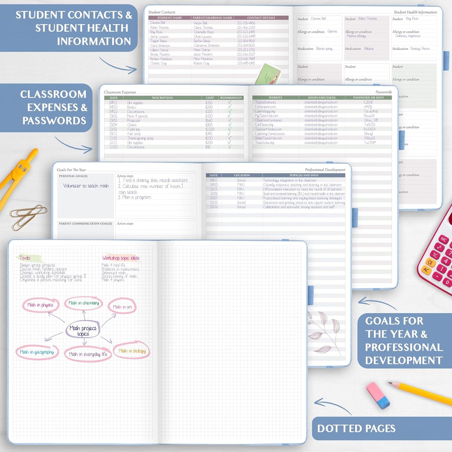 Legend Teacher Planner – Undated Lesson Plan Book for Teachers with Weekly & Monthly Calendars - Classroom Organization & School Year Planner – 8.5”x11.5” Hardcover (Periwinkle)