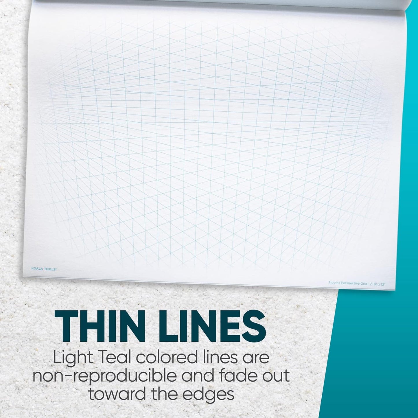 Koala Tools | Drawing Perspective (1 and 2-Point) Large Sketch Pad (3 Point - 9 x 12)