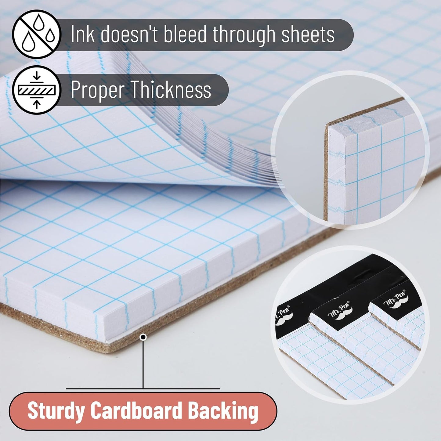 Mr. Pen- Graph Paper, 2 Pack o 55 Sheets, 8.5"x11", 4x4 (4 Squares Per Inch), Graphing Paper, Grid Paper Pad, Math Graph Paper Pad, Drafting Paper, Computation Pads, Square Paper, Math Paper