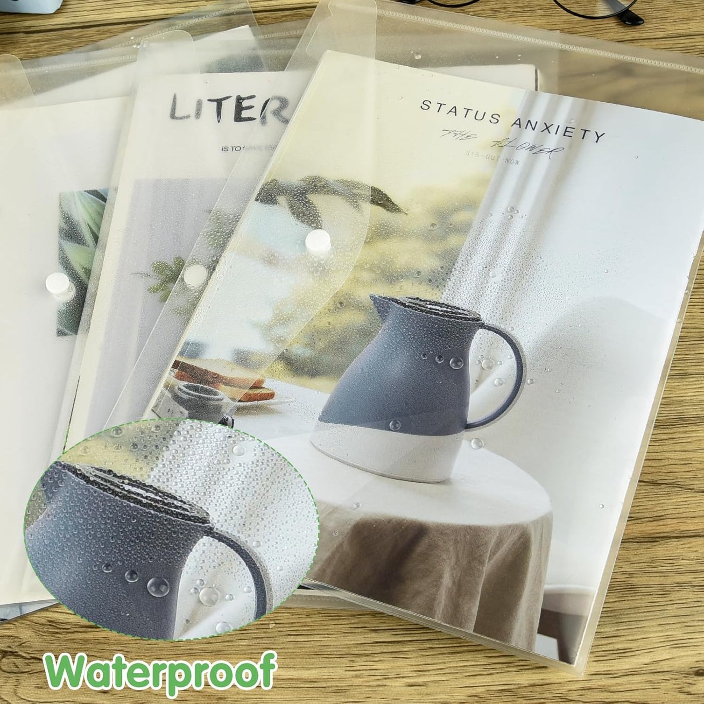 NACHLYNN 48pcs Plastic Envelopes Poly Envelopes with Snap Closure A4 Size Clear Document File Folders Organizers Clear Envelope for School Office Supplies