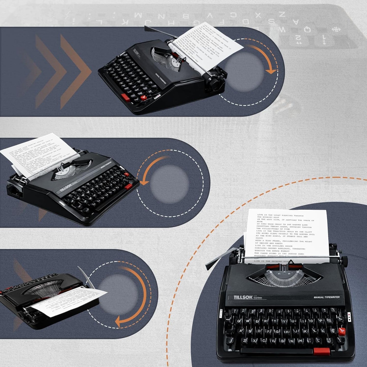 Manual Typewriter Machine – Vintage Portable Typewriter for Typing Letters – Classic Black Type Writer for Kids, Authors, and Retro Enthusiasts – Gift for Writers and Collectors