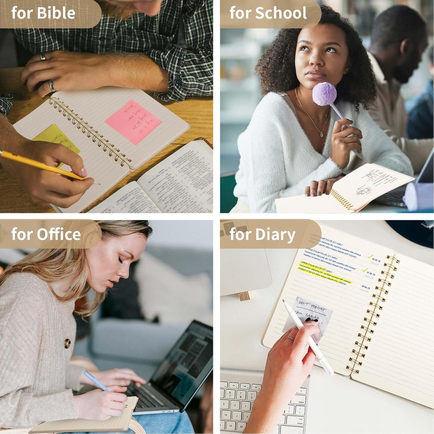 Lined Spiral Notebook College Ruled A5 Journal Book for Note Taking, 160 Pages Writing Journal for Office and Home School Supplies 5.75x8.125 inch - Khaki