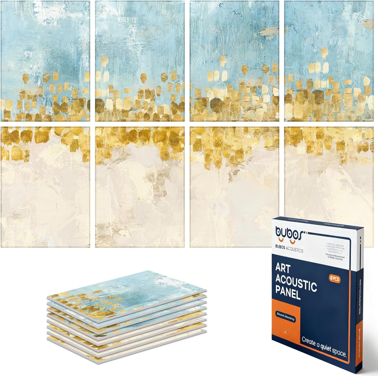 BUBOS 8 Pack Art Acoustic Panels Soundproof Wall Panel,47.2X31.4 Inches Sound Absorbing Panel,Self-adhesive Decorative Acoustical Wall Panels, Acoustic Treatment for Ceiling Home Office（Dancing Star）