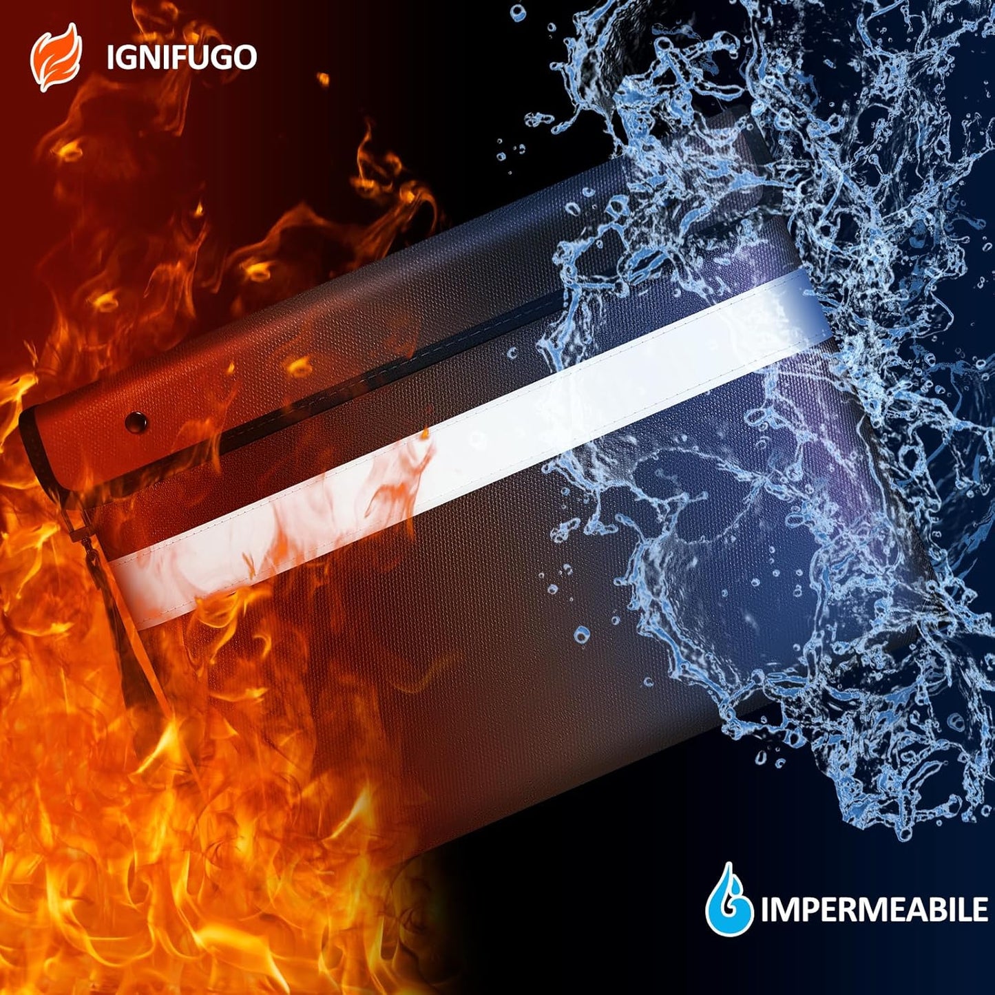 Vailoin 6200°F Heat Insulated Fire proof Money Bag with Soft Leather Hand Strap, FireProof Pouch with Water Resistant Zippe,Fire and Waterproof Envelope for Cash,Valuables,Jewelry(13.9"x10.6"，Brown)