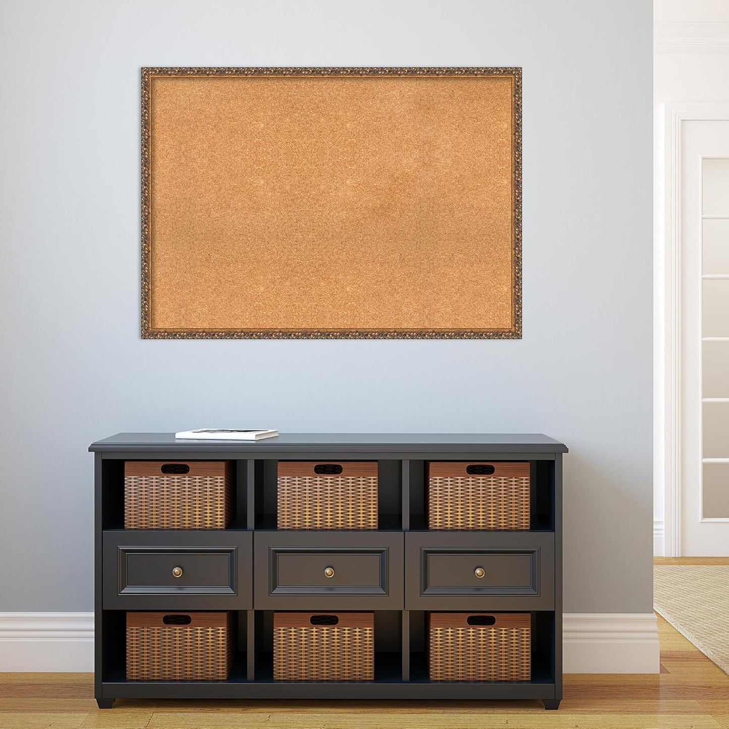 Amanti Art Natural Cork Board for Wall, 30x42 Vision Board with Bronze Frame, X-Large Corkboard Office Decor for Home Organization, Traditional Corkboard Pinboard to Display Items for Home