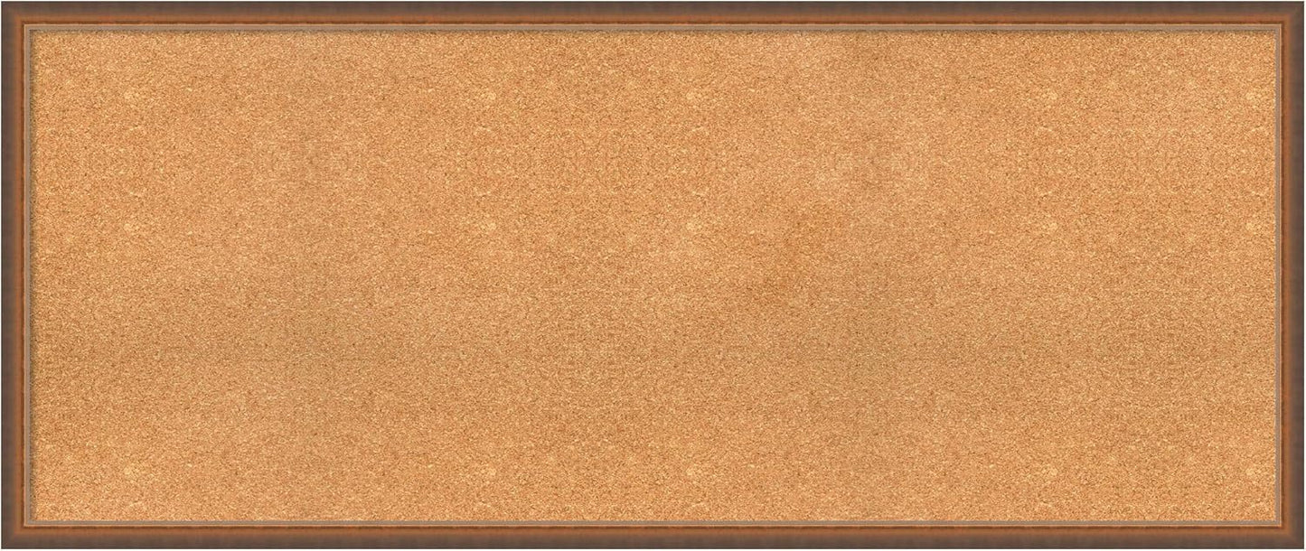 Amanti Art Natural Cork Board for Wall, 26x62 Vision Board with Bronze Frame, Oversize Corkboard Office Decor for Home Organization, Modern Corkboard Pinboard to Display Items for Home Organization