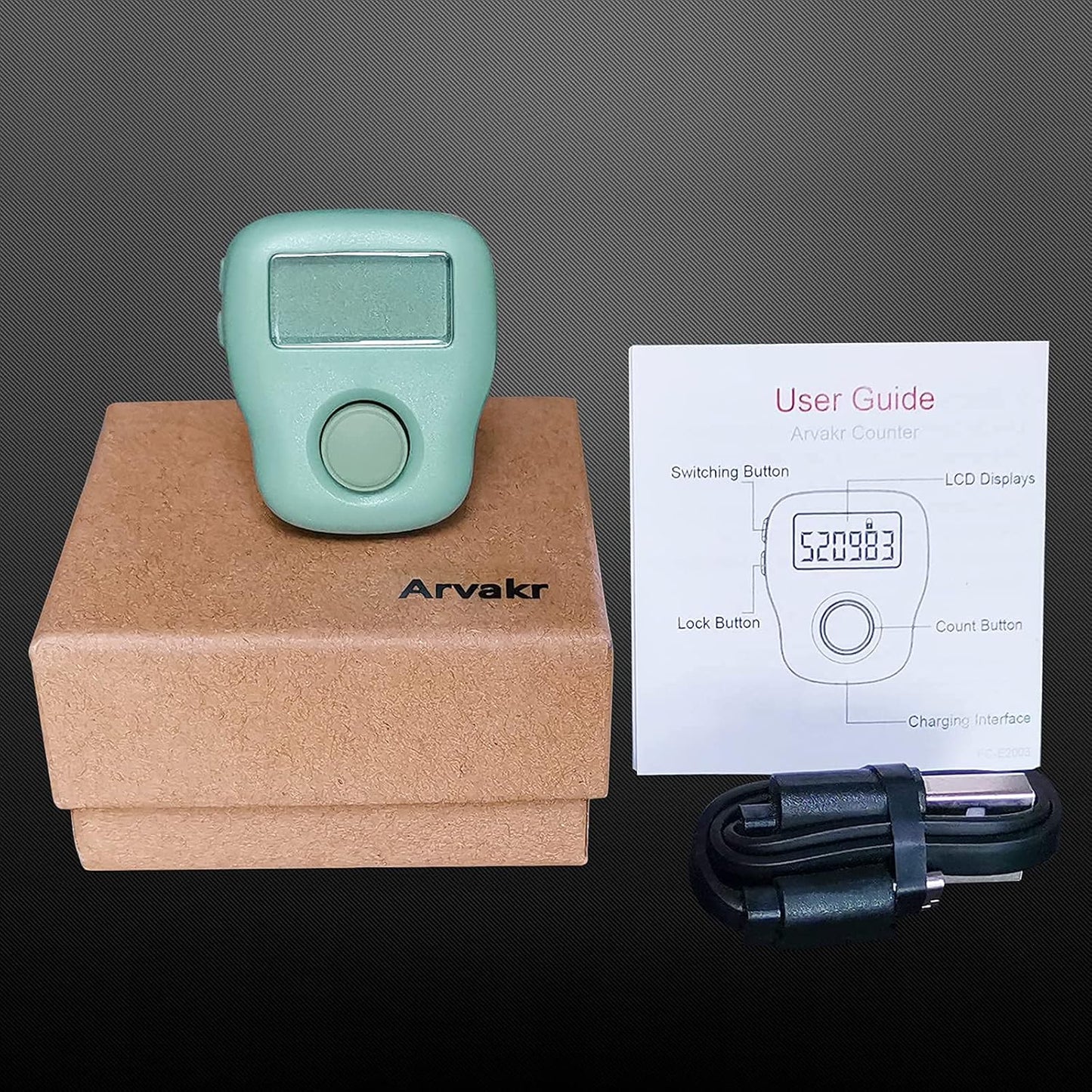 Rechargeable Silent Finger Counter 6 Channels Digital Tasbih Tally Clicker with LED for Prayer Knitting Sports Gift