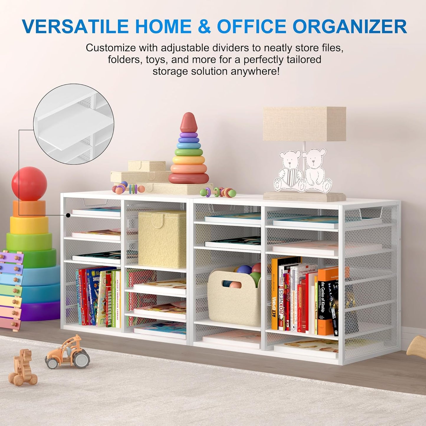 Mail Sorter for Desk, Countertop Literature Organizer, Student Mailbox for Classroom, Desktop Bill Paper Holder Rack for Office Home School, 12 Compartments, White