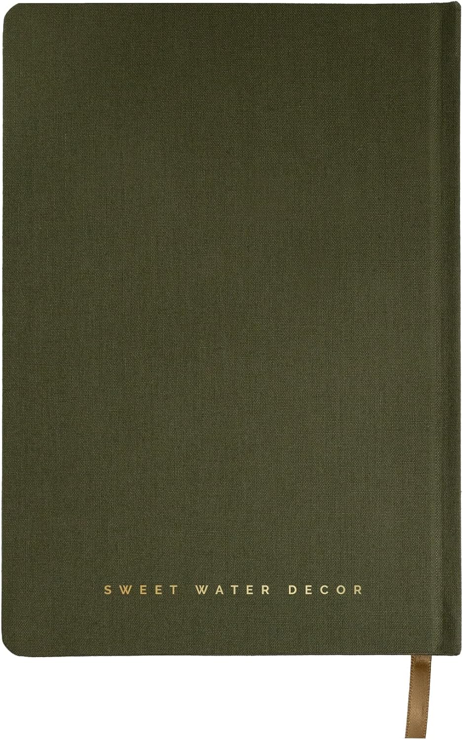 Sweet Water Decor Cute Motivational Lined Composition Notebook for Women, 100 Ruled Pages for Writing, Diary with Fabric Inspirational Olive Cover (Go For It)