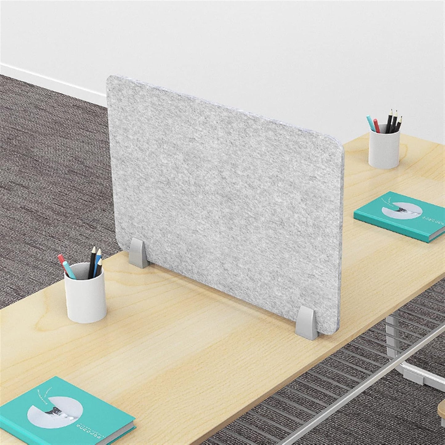 Icegrey Acoustic Desk Divider Privacy Panel Removable Sound Absorbing Desk Partition Board with 2 Clips for Student Call Centers Offices Braries Classrooms Library, Silver Grey, 15.6x15.6