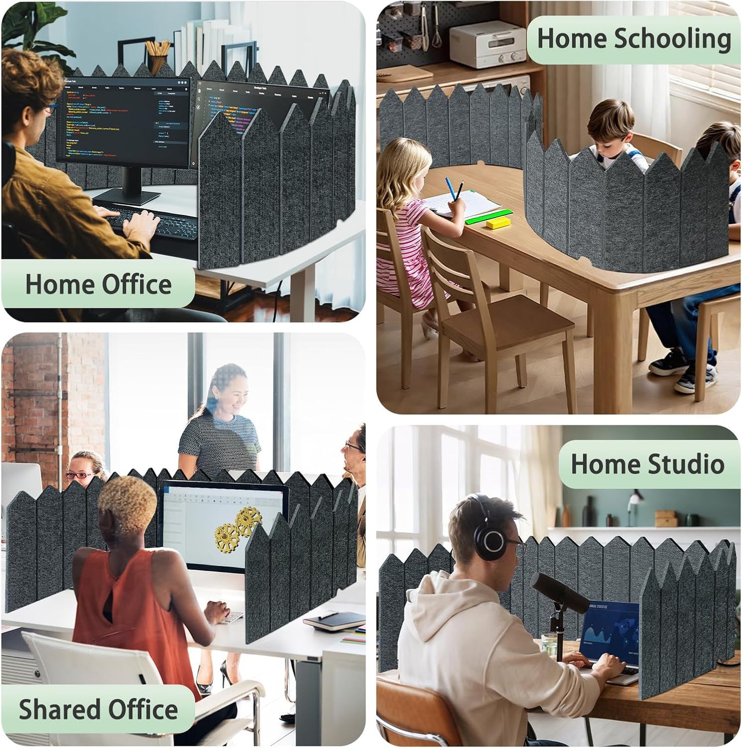 BXI Foldable Felt Desk Divider, 16.5 x 86 Inches Non-Tip Privacy Panel Partition, Versatile Cubicle Shield with Clips for Hanging Notes & Items, Acoustic Table Screen for Office Home Classroom