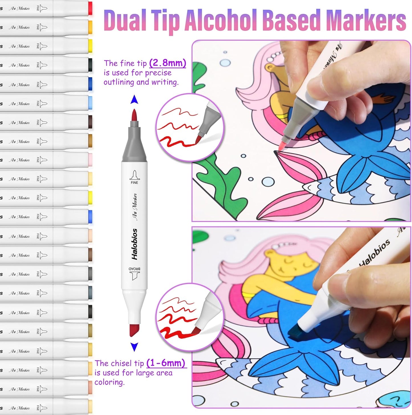 120 Colors Alcohol Markers Set, Dual Tip Fine & Chisel Drawing Markers Alcohol Marker with Case, Marker for Adults Kids Coloring Artists Drawing Sketching Card Making and Illustration