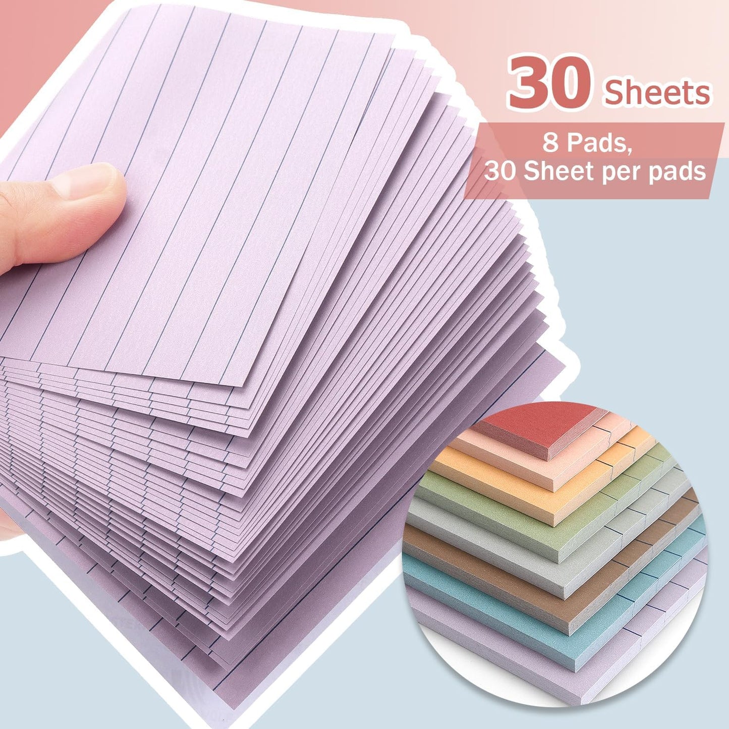 4x6 Inch Lined Sticky Notes, 8 Pack, Vintage Colors, Premium Self-Adhesive Notepads, Large Sticky Pads for Office, School & Home Use, Easy to Use, Reusable & Removable