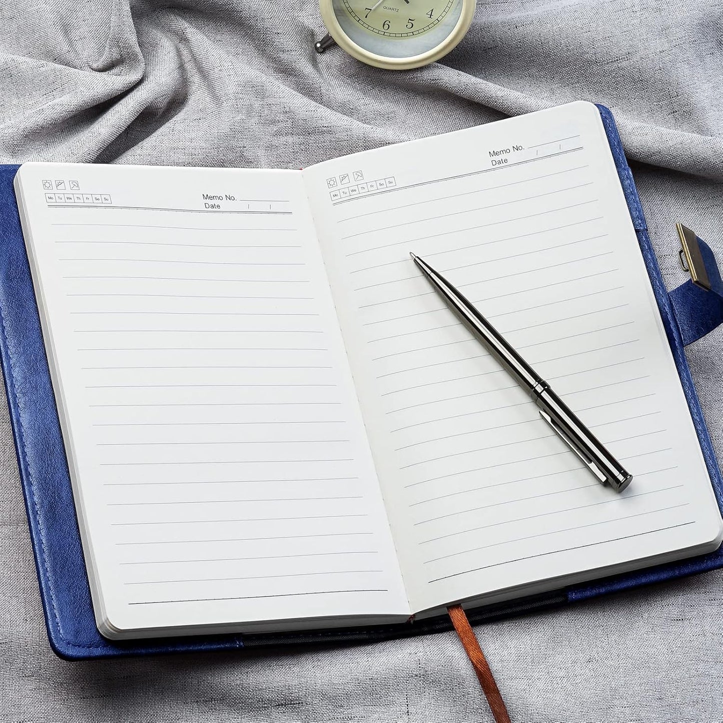 WEMATE Diary with Lock, A5 PU Leather Journal with Lock 240 Pages, Vintage Locks Journal Password Notebook with Pen, Locks Diary Planner Organizer for Men and Women, 8.6x5.8in Blue