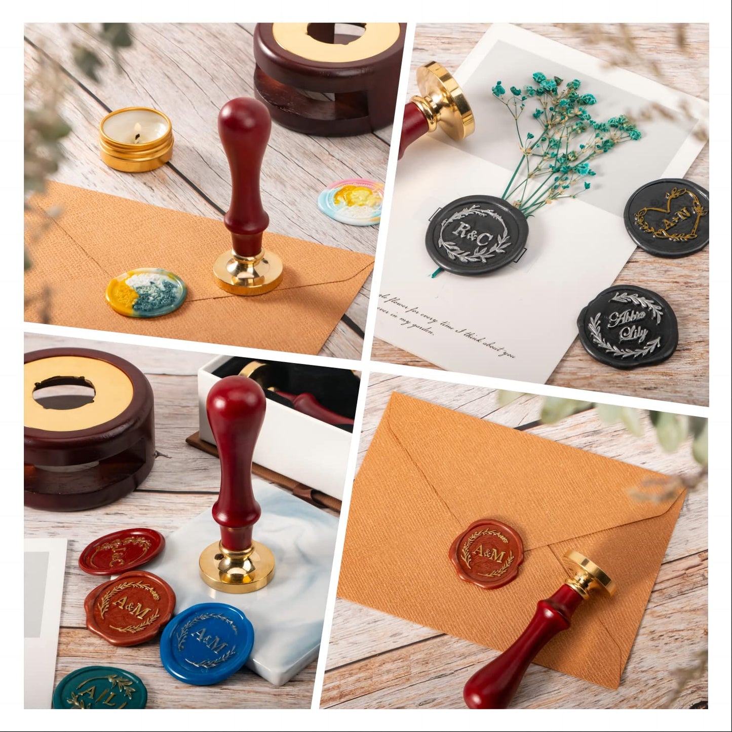 STAMTECH Custom Wax Seal Stamp - Wax Seal Stamp Kit with Gift Box Custom Wax Stamp Create Your Own Seals Great for Crafting Envelopes Gift Wrap Wedding Party Invitation and Decoration(1.18" Stamp)