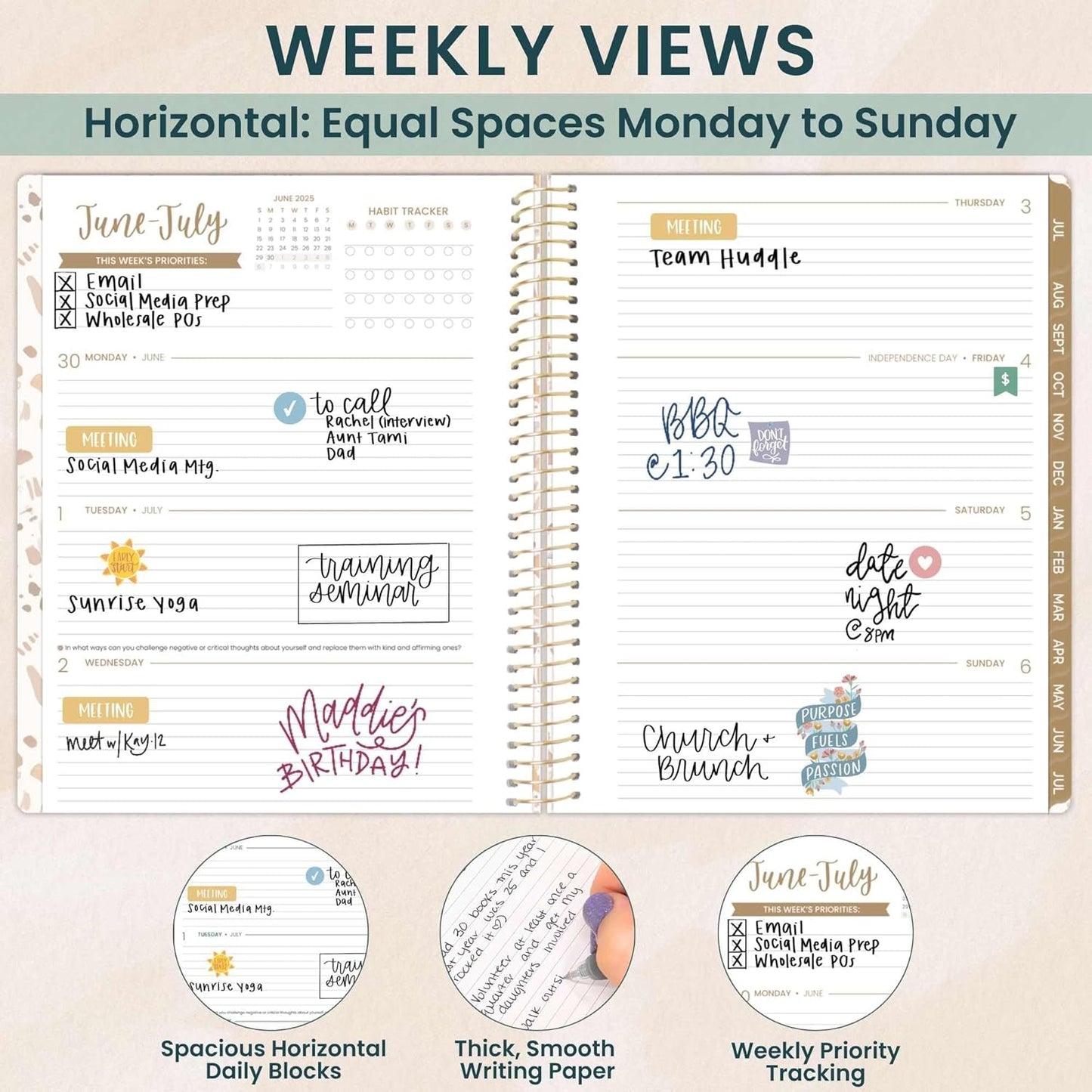 bloom daily planners 2025-2026 (8.5" x 11") Academic Year Day Planner (July 2025 - July 2026) - Weekly & Monthly Dated Agenda Organizer with Stickers & Tabs - Moments of Grace