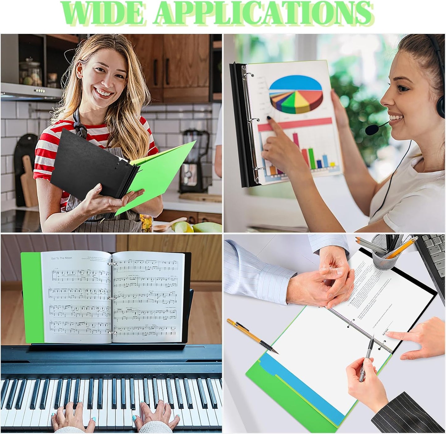 INFUN Telescoping 3 Ring Binder, Portable Plastic 0.75 inch 3 Ring Binder with Telescoping Spine and Foldable Front Cover Holds 8.5" x 11" Paper for School,Office and Homes-Green