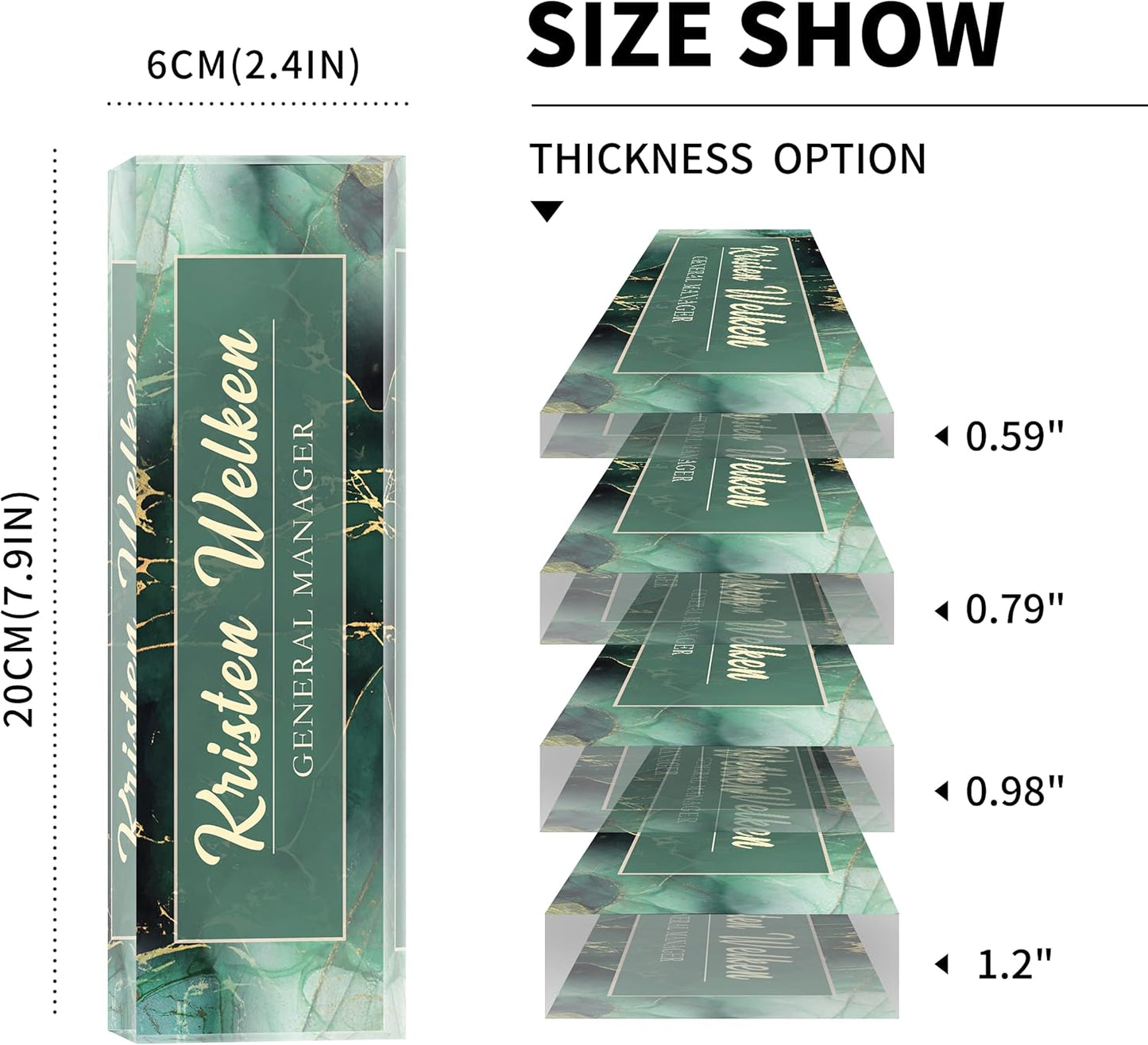 Acrylic Name Plate Personalized, Teacher Name Plates for Desks Classroom, Gifts for Teacher Boss Employee Appreciation Office Desk Decor (Green Marble1)