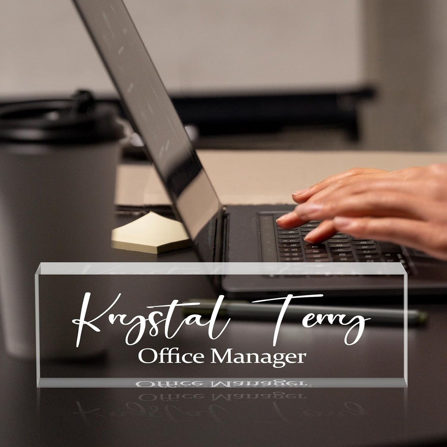 Personalized Name Plate for Desks, Custom Desk Name Plates, Acrylic Name Plate Office Desk Accessories, Personalized Office Gifts for Coworkers Teachers, Employee Appreciation Gifts (Engraved)