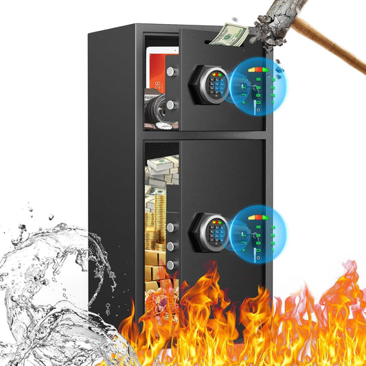 SAFE, 7.0 Cu ft Large Safe Box Fireproof Waterproof, Money Safe With Mute Function and LED Light, Digital KeypadHome Safes with Deposit Slot & Dual Alarm System,Security Box for Money Valuables