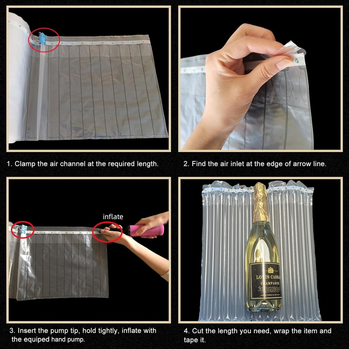 Large Bubble Cushioning Wrap for Packing 15.75inch*164feet Inflatable Air Pillows for Shipping & Moving Fragile Items Heavy Duty Wine Packaging Glass Bottle Packing Material with Pump, 55um