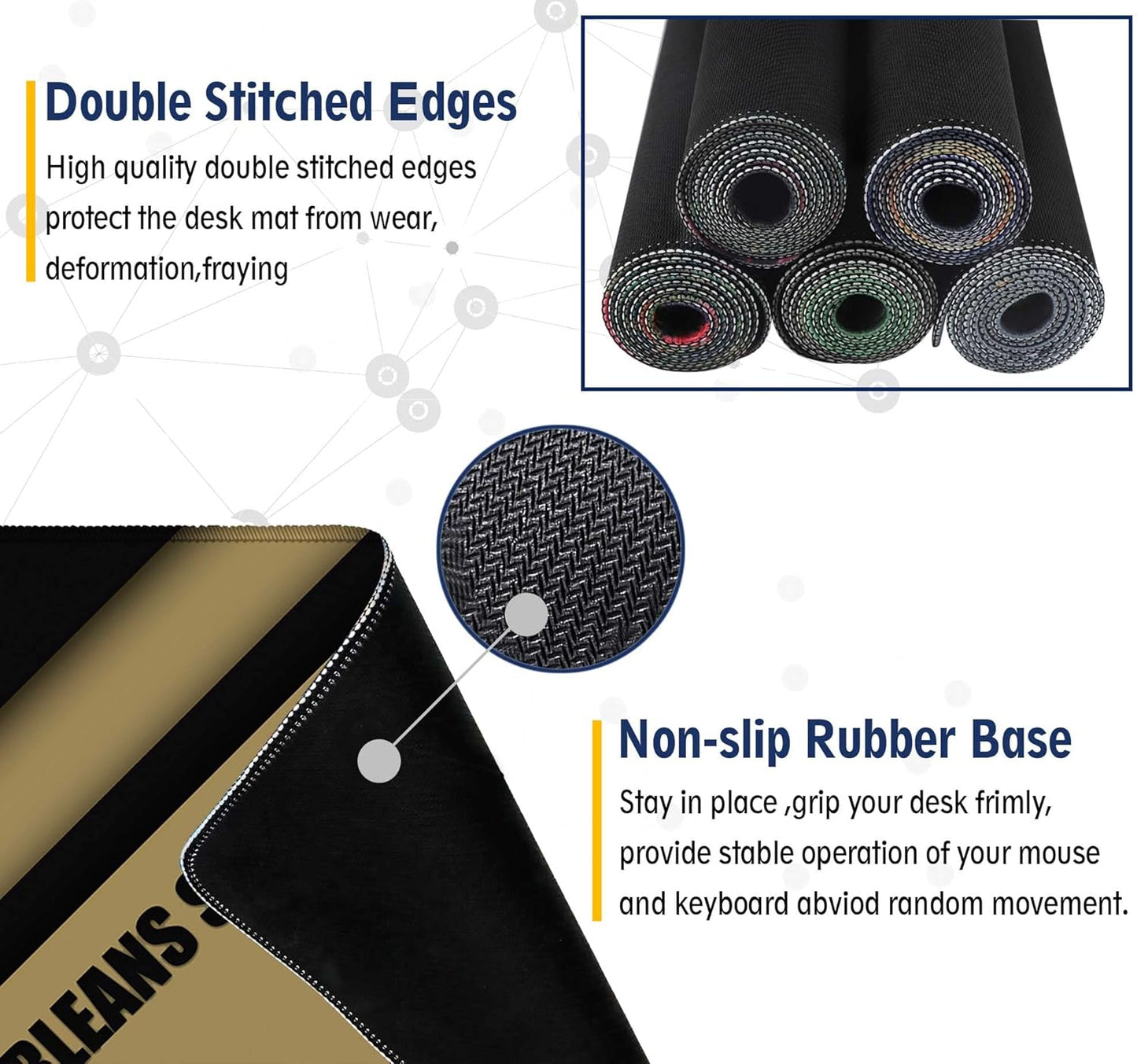 Large Mouse Pad Desk Mat for Home Office, Gaming Mousepad Extended Desk pad - Computer Keyboard Mouse Mat with Non-Slip Base and Stitched Edge Office Desk Organizers and Accessories