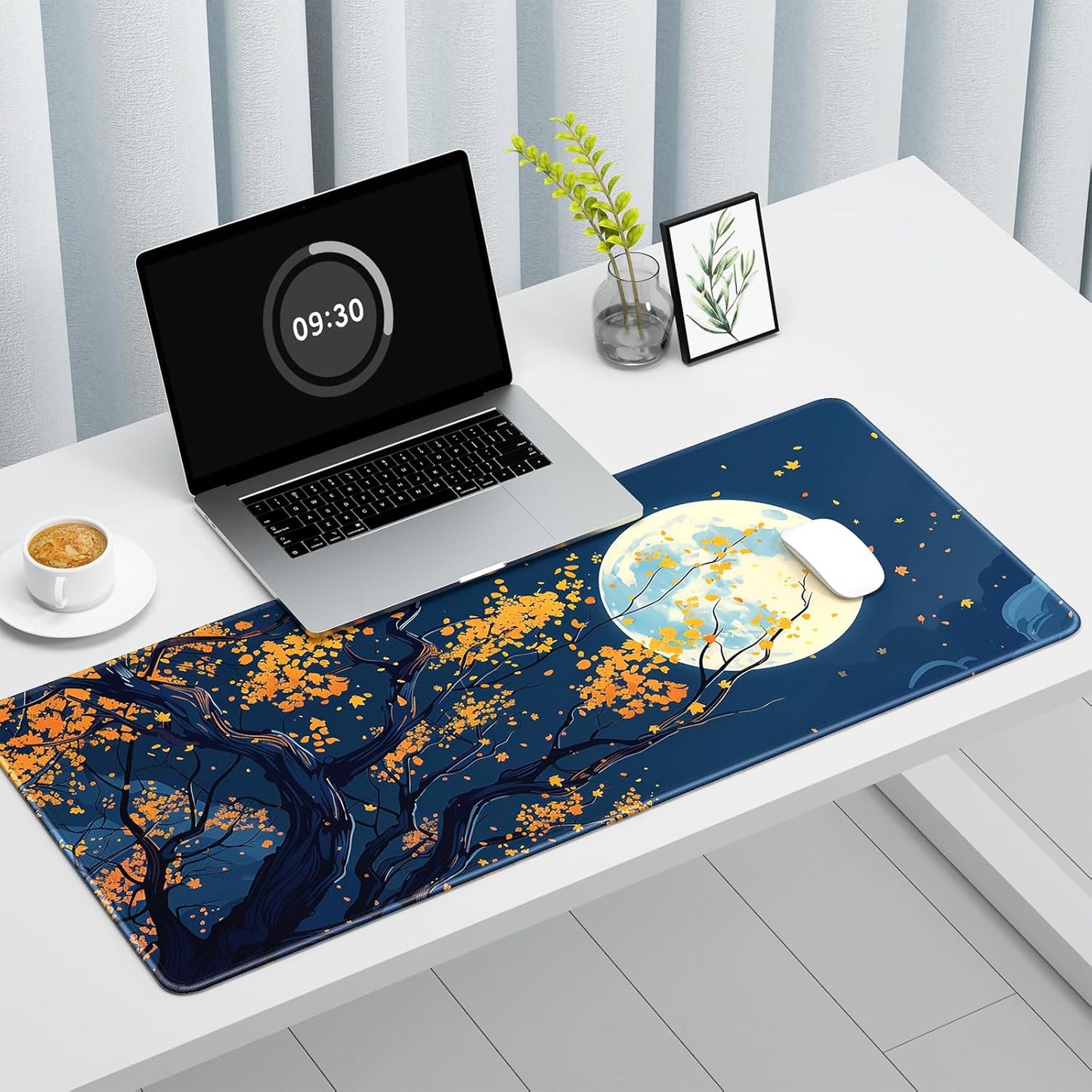 Auhoahsil Large Gaming Mouse Pad, Nature Theme XXL 35.4 x 15.7 in Desk Pad Stitched Non-Slip Rubber Long Computer Mousepad Thin Extended Full Size Desk Mat for Desktop Laptop Wireless Mice, Maple