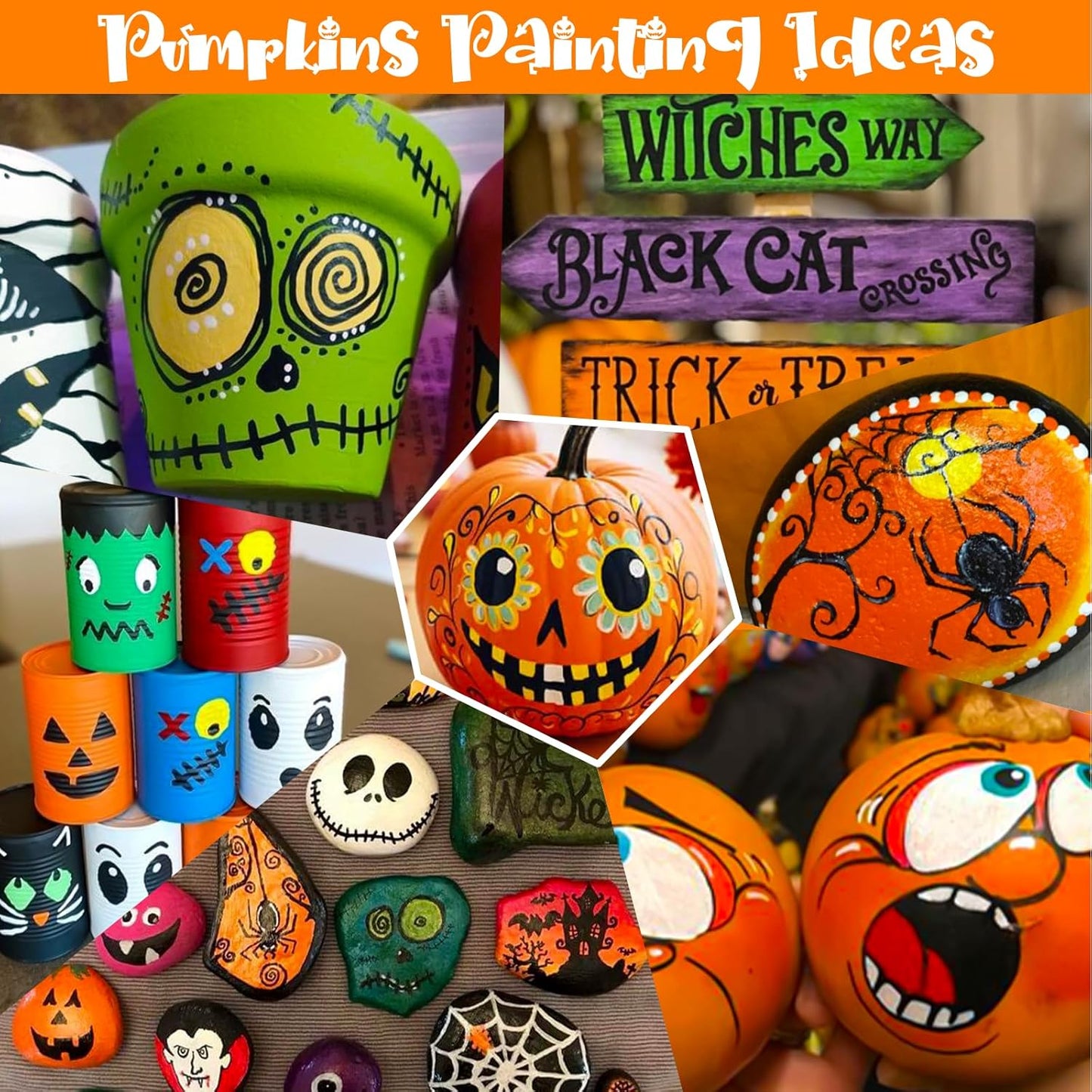 SFAIH Acrylic Creative Markers Set of 60 Vibrant, 14 Metallics, 1-2mm Fine Tips - Halloween Decorations Paint Pens, Pumpkin Painting, Gift for Kids & Adults - Art Supplies, High Coverage, Any Surface