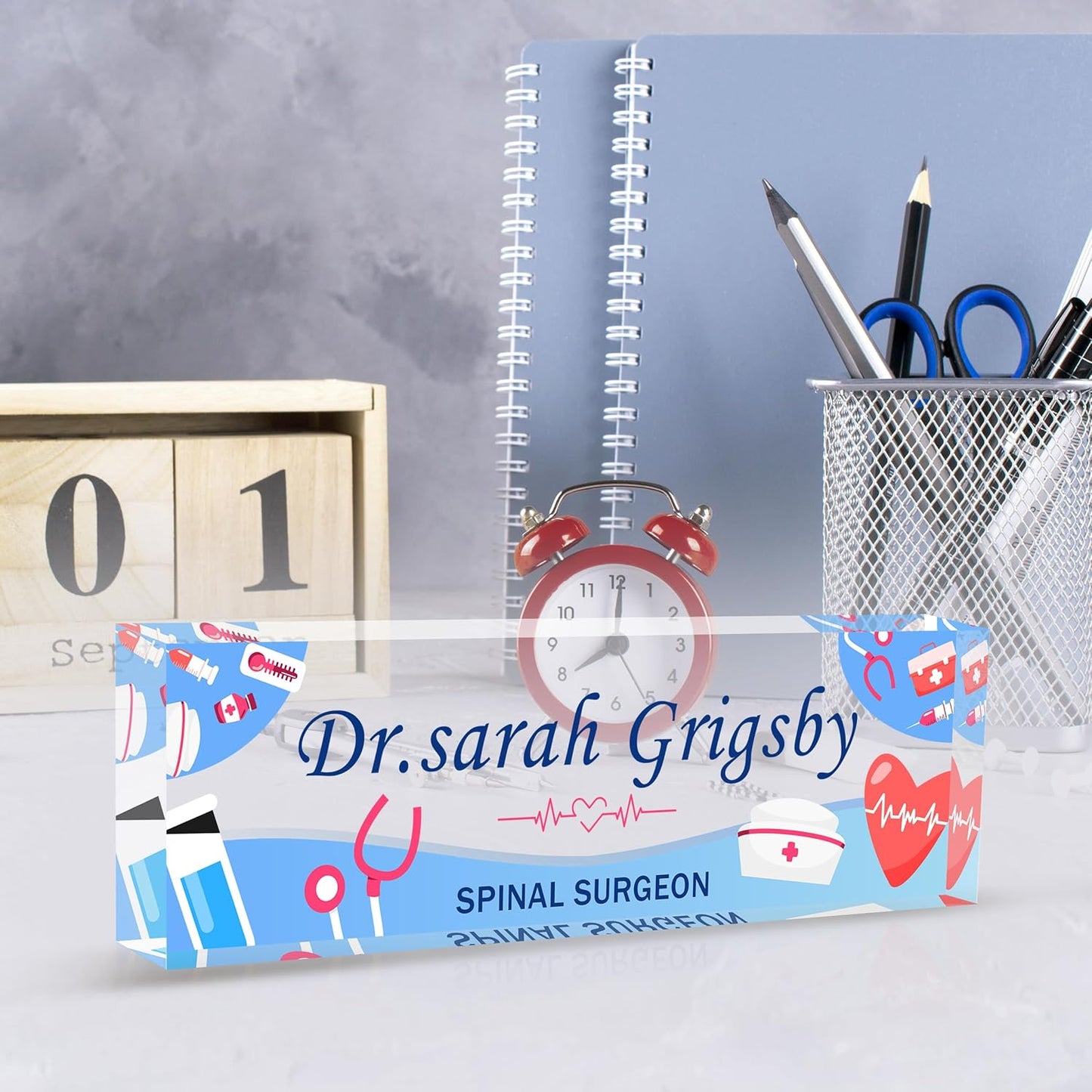 Custom Name Plate for Desk | Personalized Desk Name Plate | Personalized Boss Employee Appreciation Gifts | Acrylic Name Plate Office Desk Accessories (A-for Nurse)